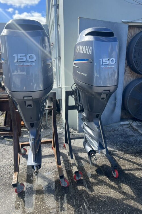 2010 PAIR YAMAHA 150HP 4 STROKE OUTBOARD MOTORS WITH 25″ SHAFTS